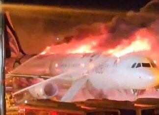 Airplane Carrying 176 People Catches Fire