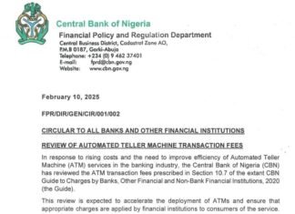 CBN Introduces N100 Fee For ATM Withdrawals