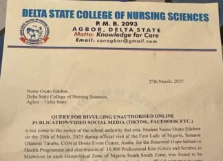 Delta State College Of Nursing Sciences Takes Action On Student Over ‘Na Your Mama’ Viral Video On First Lady Oluremi Tinubu