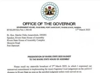 Rivers State Government Shares Letter Notifying House Of Assembly Of Fubara’s Visit