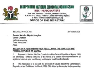 INEC Notifies Natasha Of Recall Petition