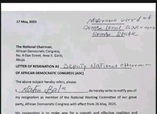 ADC Reveals Nafi’u Bala’s Resignation Letter Hours After Declaring Himself National Chairman