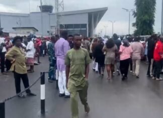Supporters Gather At Port Harcourt Airport To Welcome Fubara