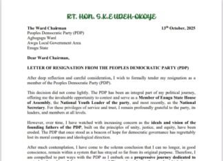 Former National Secretary Udeh-Okoye Resigns From PDP