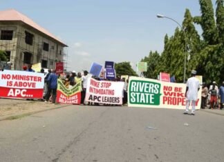 APC Leaders, Tinubu/Shettima Group Storm National Secretariat, Demand Wike’s Removal As FCT Minister