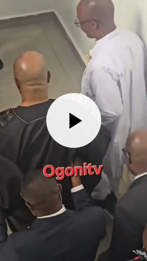 Video Of Akpabio Being Supported To Climb Stairs After Arriving At A Funeral Sparks Mixed Reactions